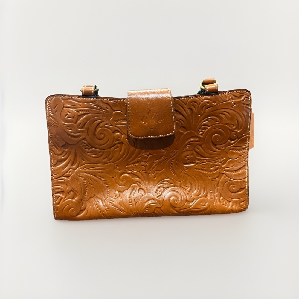 Patricia Nash Rienzo Tooled Floral Leather Satchel Purse Medium Sized Gorgeous!!
